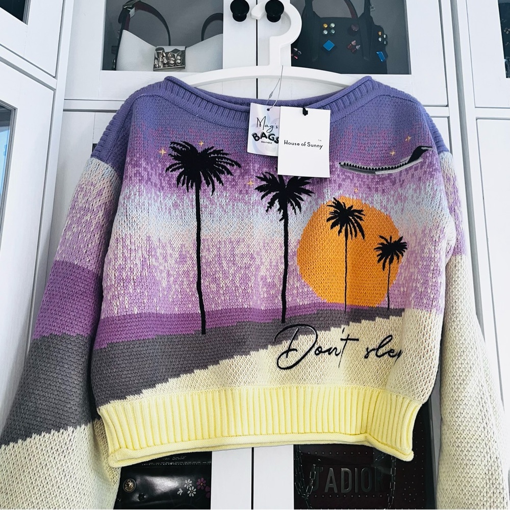 House of Sunny: Limited Edition Travel Flight Off-Shoulder Sweater Top - Picture 5 of 14